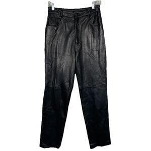 Vtg Michael Hoban North Beach Leather Pants Womens 10 (28x31) Black Butter Soft